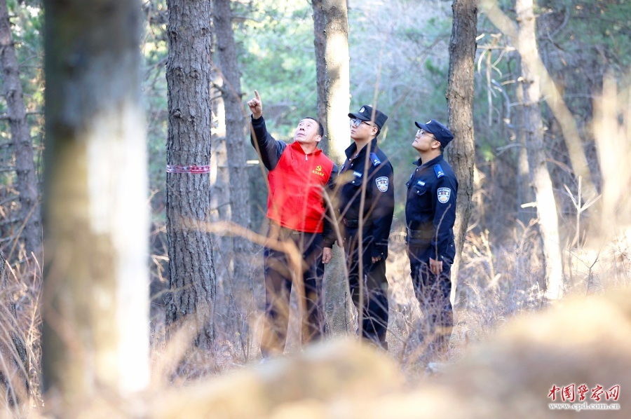 山西省阳城县公安局董封派出所辅警联合护林志愿者对辖区林地开展巡查